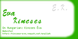eva kincses business card