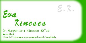 eva kincses business card